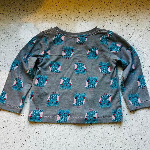 12 Month Girl Outfit Gray Owl Long Sleeve with Pink Sweatpants - Picture 3 of 7